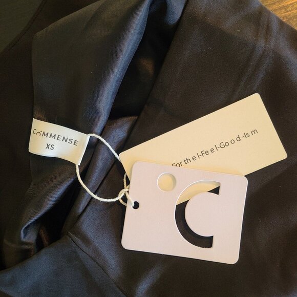 Commense Black Satin Mini Skirt Size XS NEW Classic Party Night Out - Picture 3 of 6